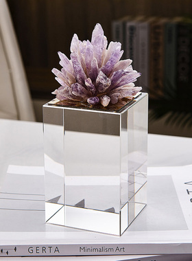 北欧轻奢风紫水晶客厅鞋s柜上摆的装饰品酒柜电视柜创意透明小摆