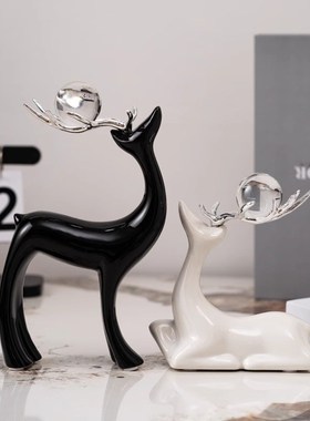 福鹿装饰摆件轻奢高n级感客厅玄关桌面酒柜装饰摆件电视柜乔迁礼