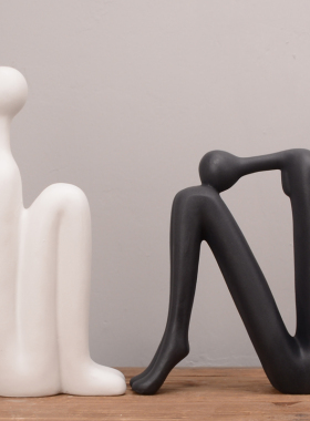 北欧简约书房书架抽n象人物摆件创意办公室书柜书挡桌面酒柜装饰