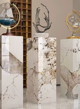 岩板花架大理石底k座摆件客厅装饰玄关酒店会所雕塑底座落地大摆