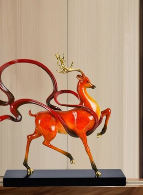 鹿摆件送领导办公室桌面高档大气艺术品中式玄关乔迁新居开业礼品