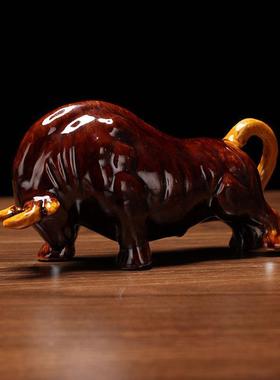 陶瓷牛摆件工艺品牛饰品礼品瓷牛摆件中式客厅摆件十二生肖卧牛