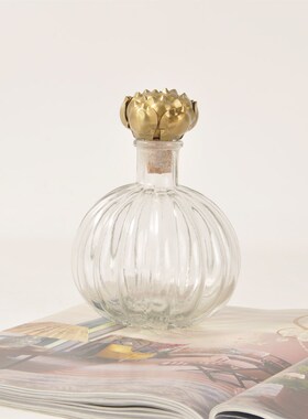 进口黄铜玻璃复古法p式香水瓶轻奢香薰桌面装饰摆件手工怀旧家居