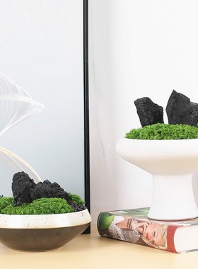 新中式仿真e盆景摆件售楼处样板间客厅酒店禅意陶瓷花器装饰摆设