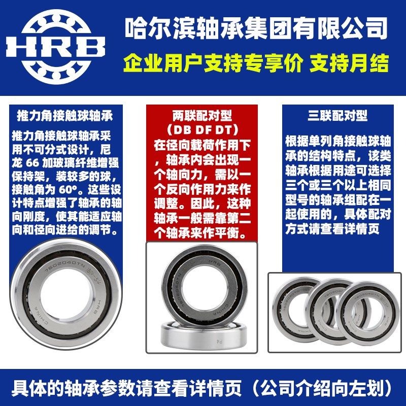 HRB 哈尔滨轴承 7602030 7602035 7602040 TN P4 TBT TT TFT 配对 - 图0