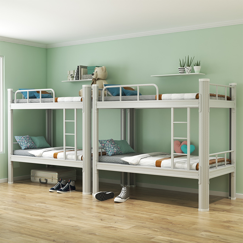 上下铺铁床上下双层床员工学生宿舍床铁艺双人寝室公寓高低床钢架 - 图0