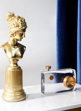 轻奢风桌面摆件水晶照相s机别墅样板房间电视书柜创意陈列软装饰