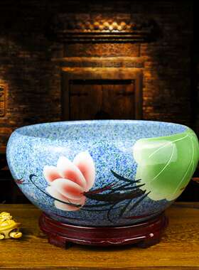 家居客厅乌龟缸 睡碗莲缸盆栽花盆水仙缸摆件 景德镇陶瓷金鱼缸