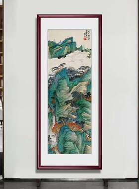 赵佶听琴图国画新中式玄关装饰画客厅书房茶室水墨竖版挂画实木框