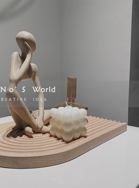 现代简欧INS样板房间摆件组合 售楼处客厅玄关全案装饰品托盘烛台