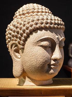 新中式大号慈悲佛头佛首佛像禅意摆件东南亚玄关走廊佛系装饰品