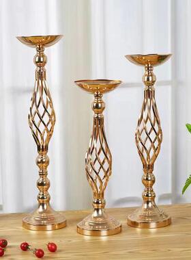 欧式婚庆道具金色路引婚礼装饰烛台花摆件酒店迎宾客厅插花器