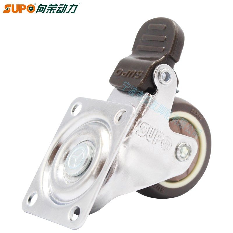 SUPO向荣脚轮1/1.25/1.5英寸单轴承人造胶TPR丝杆M6/8万向刹车轮,淘宝优惠券,粉丝福利购,淘宝优惠卷