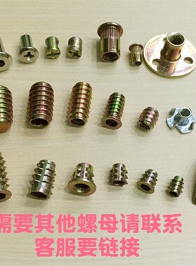 五金床内置螺母锌合金内六角无介内外牙螺母家具螺丝预埋件连接件