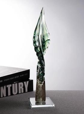 高级感轻奢艺术树叶摆件高档琉璃工艺品家用送礼客厅玄关桌面装饰