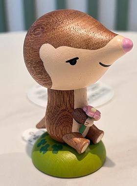 森活木质有趣车载摇头摆件中控台汽车内饰饰品实木弹簧恐龙情人节