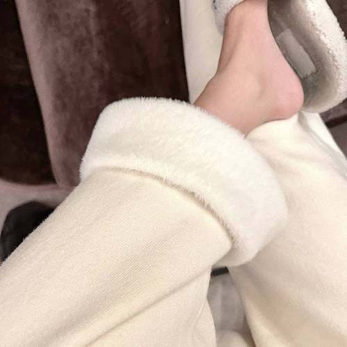 盘盘/PP221124本垂命裤裤/绒包兔芯纱加绒秋针织裤女冬款直筒裤坠 - 图0