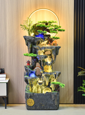 客厅落地流水摆件循环水假山喷泉玄关办公室电视柜旁装饰开业乔迁