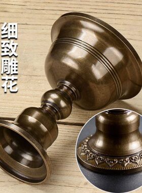 青铜酥油灯座 佛前仿古供灯架用品长明灯铜烛台灯杯 大号径8cm