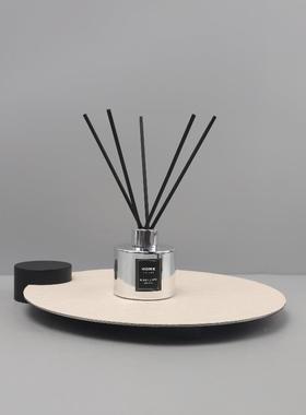 现代简约皮革不锈钢椭圆托盘摆件客厅玄关卧室酒店软装家居装饰品