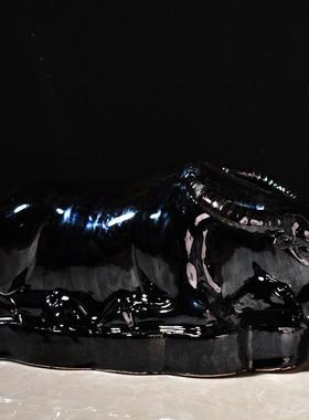 卧牛趴着低头喝水的水牛小黄牛型摆件家居卫生间厕所厨房浴室用品