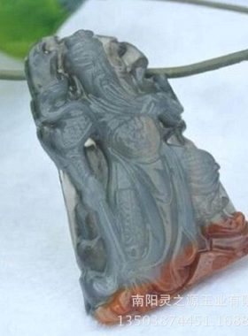 厂家 黄龙玉关公吊坠玉石黄蜡石关公挂件玉坠饰品
