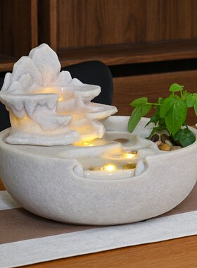 轻奢简约流水喷泉摆件办公室客厅玄关桌面生财循环水景开 业