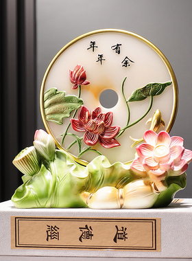 复古简约年年有余 荷花荷叶客厅家居工艺摆设 玄关电视柜