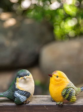 创意庭院阳台园艺装饰工艺品礼物家居摆设仿真树脂小鸟装饰摆件