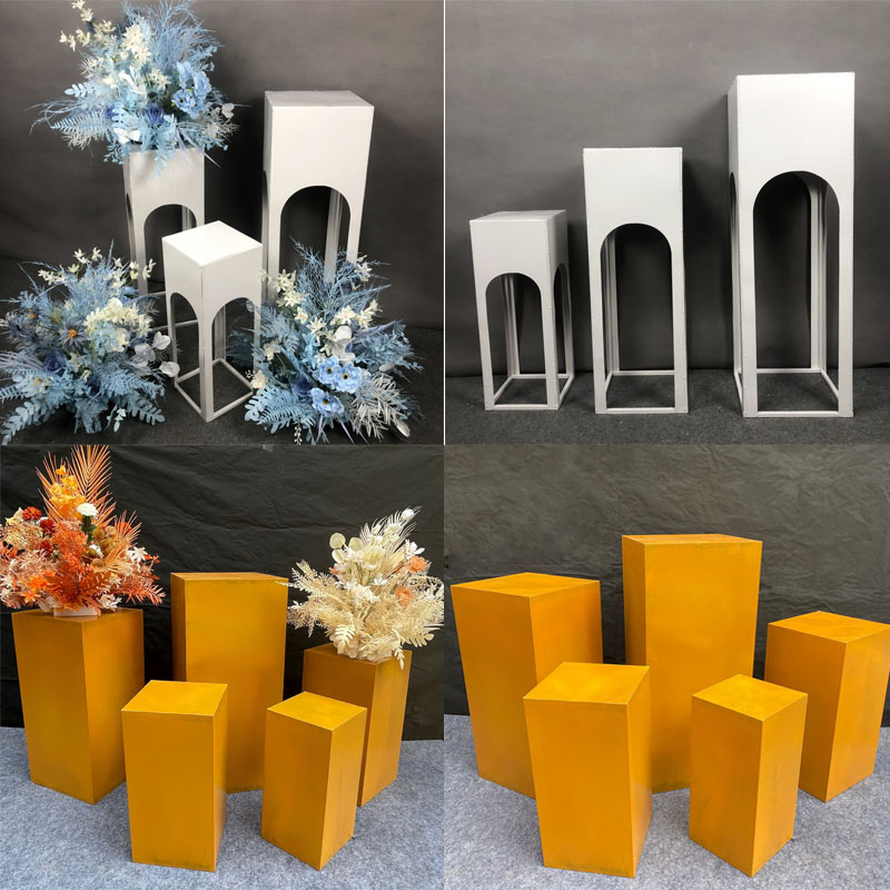 婚庆新款几何路引长方形铁艺甜品台长方体花器摆件T台花架装饰 - 图1