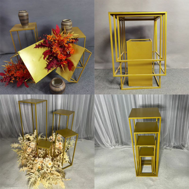 婚庆新款几何路引长方形铁艺甜品台长方体花器摆件T台花架装饰 - 图2
