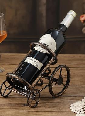 复古铁艺红酒架高档客厅酒柜置物架摆件吧台装饰葡萄酒展示收纳架