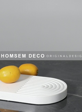 现代软装饰品大理石托p盘家居餐桌果盘样板房间售楼处收纳盘摆件