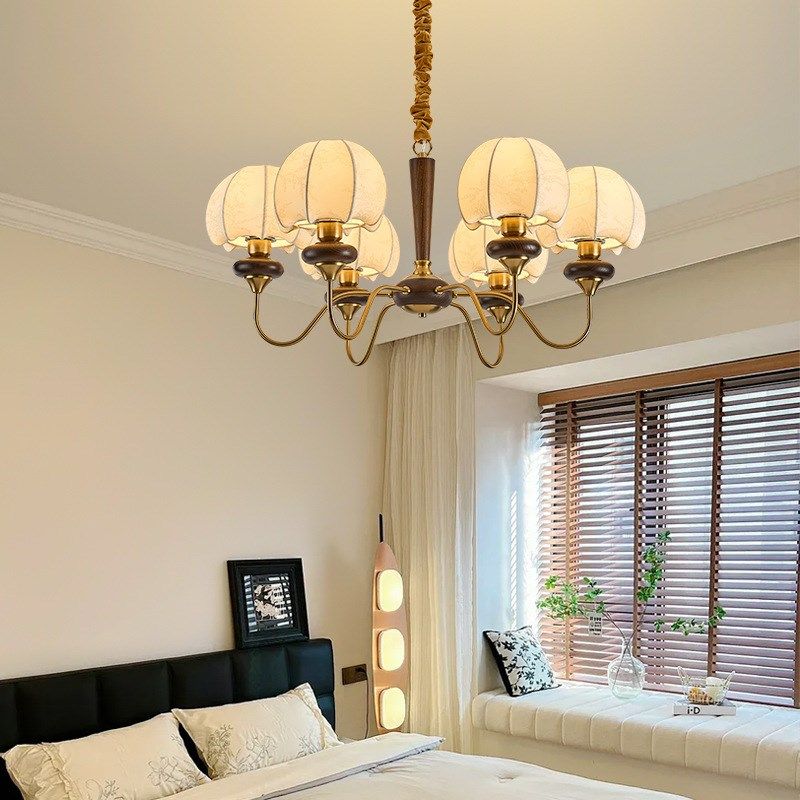 南洋风美式全铜中古风客厅吊灯布艺花纹卧室灯复古餐厅灯餐厅灯具,淘宝优惠券,粉丝福利购,淘宝优惠卷