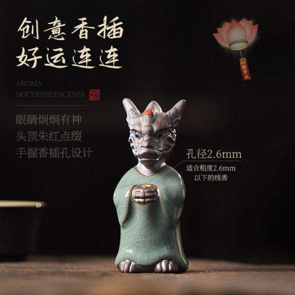 许愿龙线香香插香座陶瓷创意生肖龙香炉精致日式禅意香托桌面摆件,淘宝优惠券,粉丝福利购,淘宝优惠卷