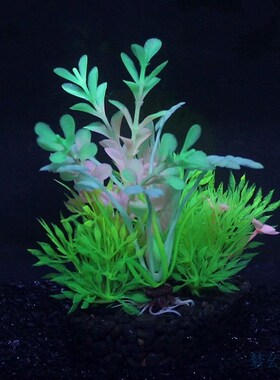 包邮粉色塑料草鱼缸造景水族箱装饰品仿真夜光水草缸布景荧光植物