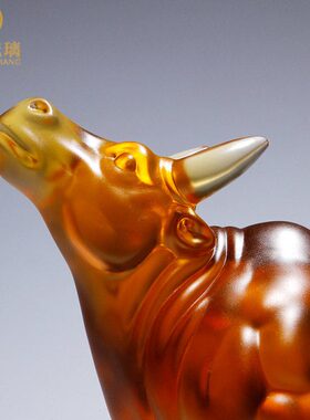 琉璃牛摆件工艺品客厅办公室老板桌面装饰品公司店铺开业中式礼品