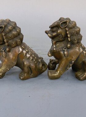 实体店直销热卖全铜铸造宫门狮子金属工艺品摆件居家装饰