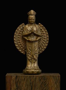 简修行小千手千眼观世音菩萨属鼠本命佛随身黄铜像精致家居装饰品