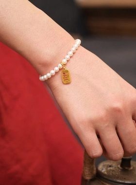 S925银种子字文殊财神度母作明佛母镀金吊坠卡扣项链星月菩提配饰