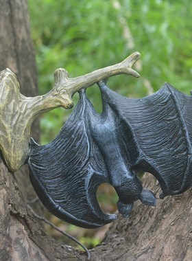 蝙蝠雕塑夜魔吸血鬼树脂工艺品个性哥特饰品摆件万圣节装饰物挂件