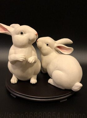 石湾陶瓷公仔工艺品家居创意简约摆件饰品礼品动物生肖兔