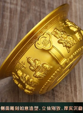 黄铜大号聚宝盆五路财神聚宝盆店铺家居客厅办公桌面工艺装饰礼品