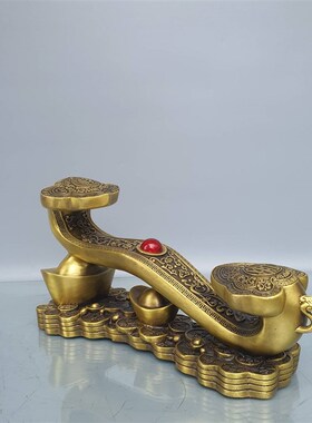 纯铜如意摆件福禄寿吉祥如意人生如意家居办公室装饰乔迁开业礼品