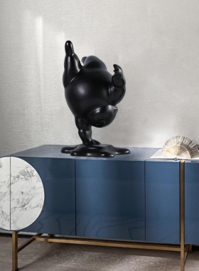 创意抽象玻璃钢招财小胖子人物雕塑酒店售楼处样板间桌面装饰摆件