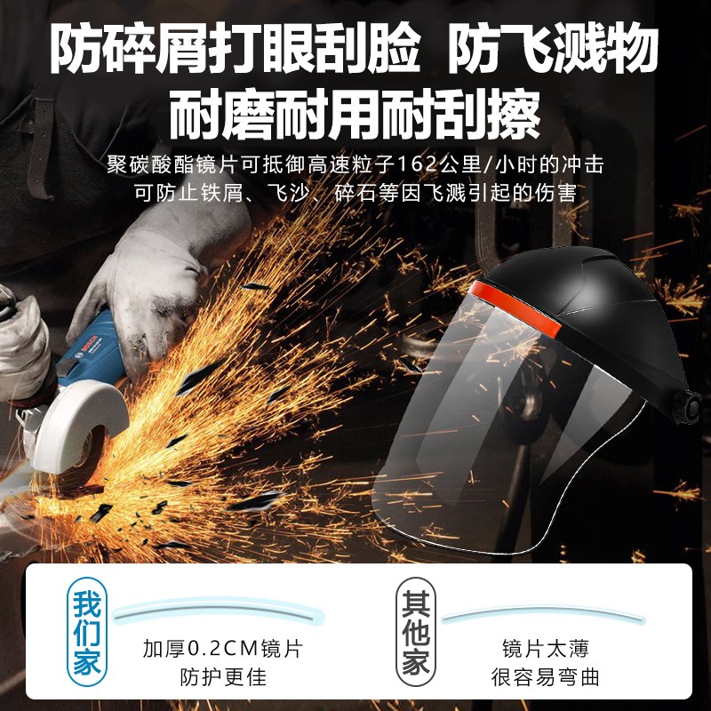 德国品质切割f打磨防护面罩电焊防护罩安全帽全脸防尘焊工面具轻 - 图0