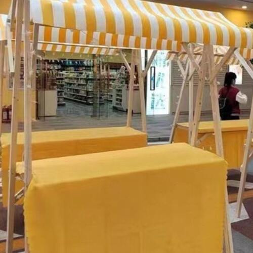 移动摊位售货车木制活动棚架集市可折叠小吃摆摊车户外布艺展示架 - 图1