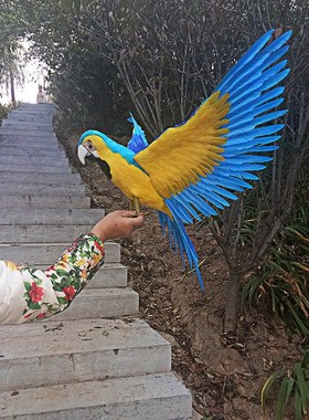 仿真展翅大鹦鹉商场公司店铺开业庆典装饰婚纱摄影道具家庭摆设等