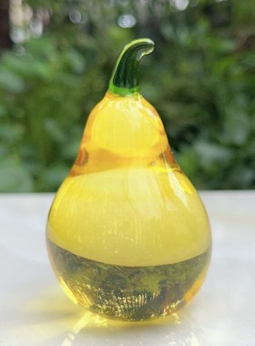 淄博博山琉璃水晶水果仿真梨摆饰可爱小胖梨葫芦玻璃工艺品小摆件