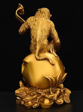 铜猴子摆件纯铜十二生肖猴如意寿桃猴金猴钠福工艺品桌面摆件饰品